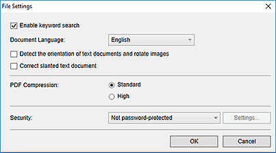 figure: PDF Settings dialog box