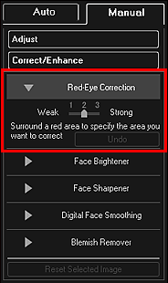 figure: Correct/Enhance Images window Manual tab