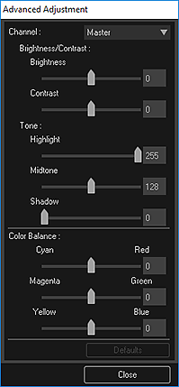 figure: Advanced Adjustment dialog box