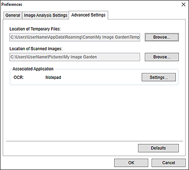 Imagen: ficha Configuración avanzada del cuadro de diálogo Preferencias