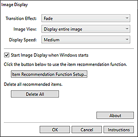 figure: Preferences dialog box of Image Display