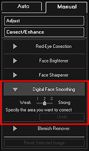 figure: Correct/Enhance Images window Manual tab