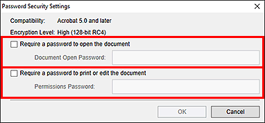 figure: Password Security Settings dialog box