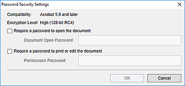 figure: Password Security Settings dialog box