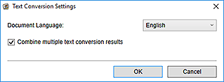 figura: caixa de diálogo Configurações de Conversão de Texto