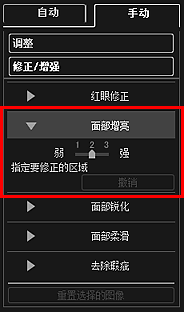 插图：“修正/增强图像”窗口的“手动”选项卡