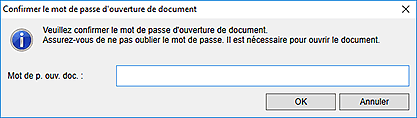 figure : boîte de dialogue Confirmer le mot de passe d'ouverture de document