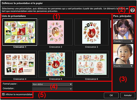 figure : Boîte de dialogue Définissez la présentation et le papier