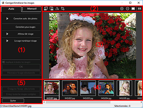 figure : onglet Auto fenêtre Corriger/Améliorer les images