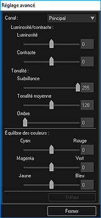 figure : Boîte de dialogue Réglage avancé