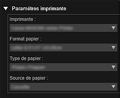 figure : Boîte de dialogue Paramètres d'impression