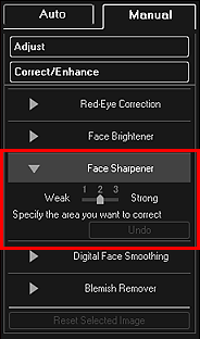 figure: Correct/Enhance Images window Manual tab