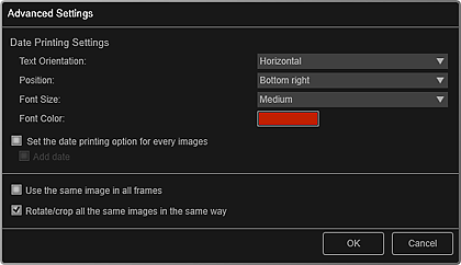 figure: Advanced Settings dialog box (Photo Layout)