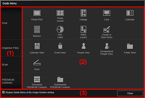 figure: Guide Menu screen