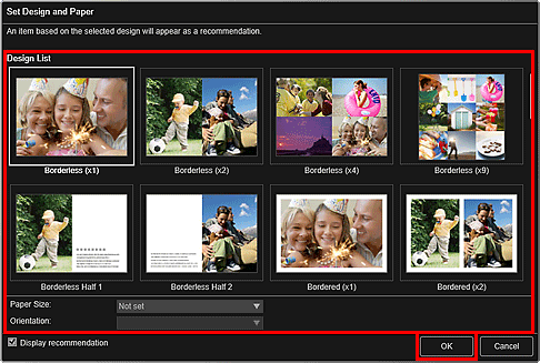 attēls: dialoglodziņš Noformējuma un papīra iestatīšana