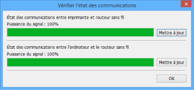 figure : Écran Vérifier l'état des communications