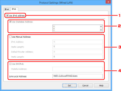 figure: Protocol Settings (Wired LAN) screen