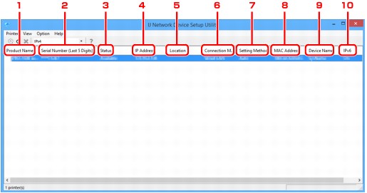 Abbildung: Bildschirm "IJ Network Device Setup Utility"