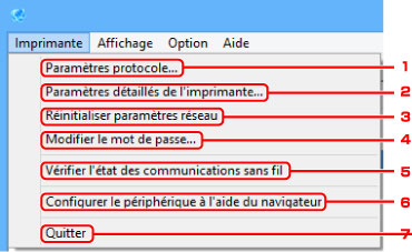 figure : Écran du menu Imprimante