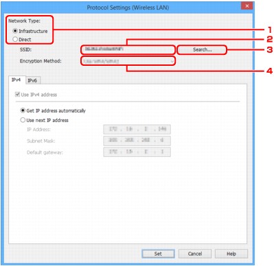 figura: Schermata impostazioni protocollo (LAN wireless)