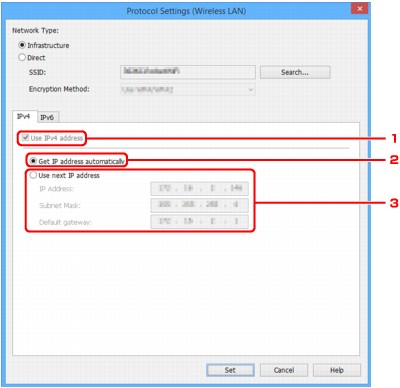 figura: Schermata impostazioni protocollo (LAN wireless)