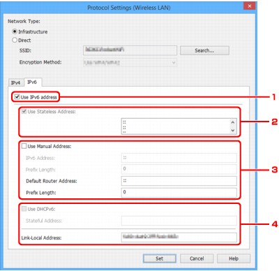 figura: Schermata impostazioni protocollo (LAN wireless)