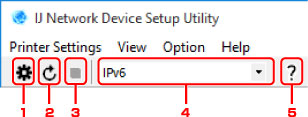 obrázek: Obrazovka nástroje IJ Network Device Setup Utility