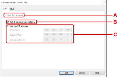 figure: Network Settings (Wired LAN) screen