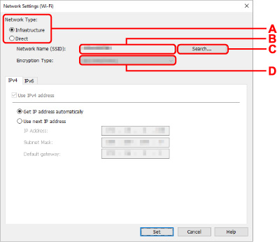 figura: Schermata Impostazioni di rete (LAN wireless)