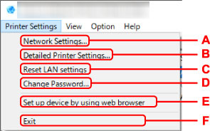pav.: Spausdintuvo parametrai meniu langas