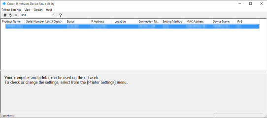 Abbildung: Bildschirm "IJ Network Device Setup Utility"