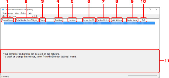 εικόνα: Οθόνη του IJ Network Device Setup Utility