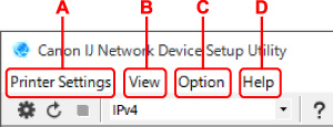 الشكل: شاشة أداة IJ Network Device Setup Utility