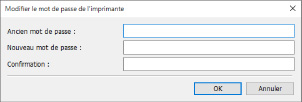 figure : Écran Modifier le mot de passe de l'imprimante
