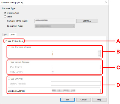 Imagen: Pantalla de configuración de red (LAN inalámbrica)