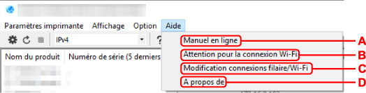 figure : Écran du menu Aide