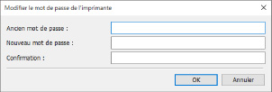 figure : Écran Modifier le mot de passe de l'imprimante