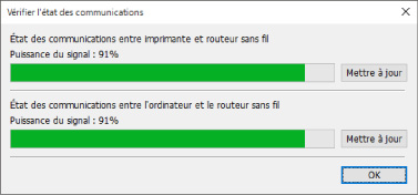 figure : Écran Vérifier l'état des communications