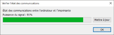 figure : Écran Vérifier l'état des communications