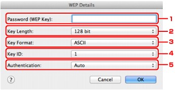 figure: WEP Details screen