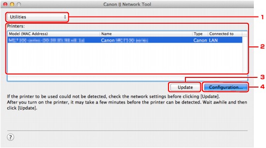 Abbildung: Bildschirm Canon IJ Network Tool