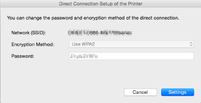 الشكل: شاشة إعداد الاتصال المباشر الخاص بالطابعة