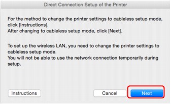 figur: Skærmbilledet Opsætning af direkte forbinedelse til printeren