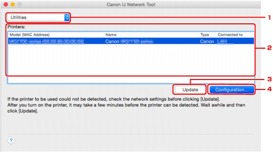 figura: Schermata Canon IJ Network Tool