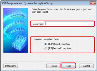 Imagen: PSK: pantalla Configuración de contraseña y codificación dinámica