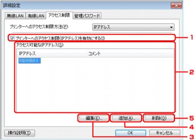 図：［アクセス制限］シート