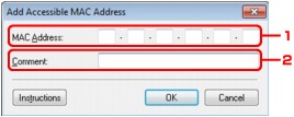 그림: [액세스 가능한 MAC 주소 추가] 화면