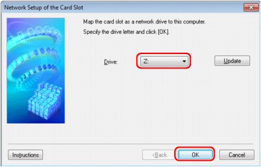pav.: kortelės lizdo tinklo sąrankos ekranas