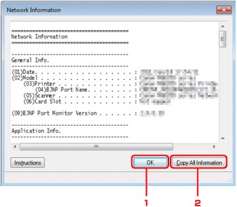 pav.: Ekranas „Network Information“