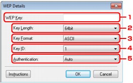 attēls: WEP detalizēto iestatījumu ekrāns